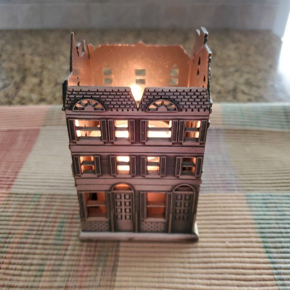 Unique Metal Copper Color Candle Holder ~ Architectural House Building Design - Picture 2 of 6